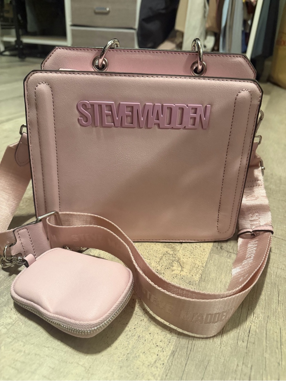 Steve Madden Light Pink Structured Crossbody with Detachable Straps - Picture 7 of 7